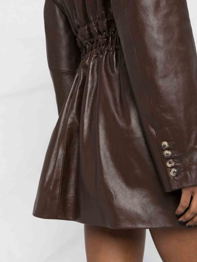 Shop The Mannei Irbid Leather Minidress In Marrón