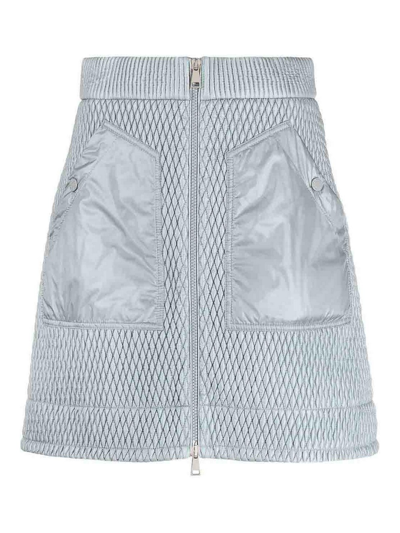 Shop Moncler Quilted A-line Skirt In Blue