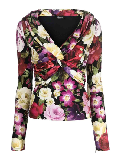Shop Blumarine Floral-print Top In Multicolour