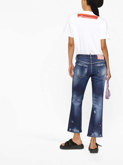 Shop Dsquared2 Five Pockets Cropped Straight-leg Trousers In Dark Wash