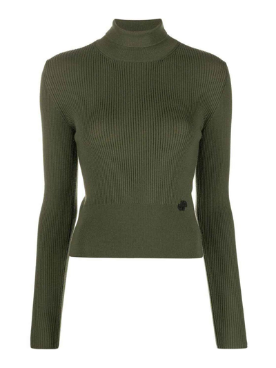 Shop Patou Roll-neck Ribbed Jumper In Dark Green