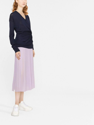Shop Stella Mccartney Gathered Knitted Top In Dark Blue