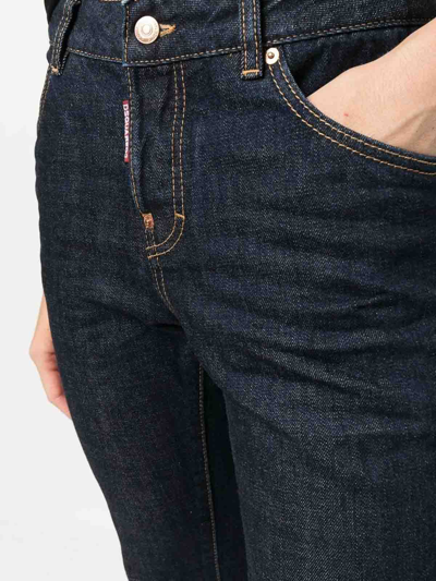 Shop Dsquared2 5 Pockets Cropped Denim Jeans In Dark Blue