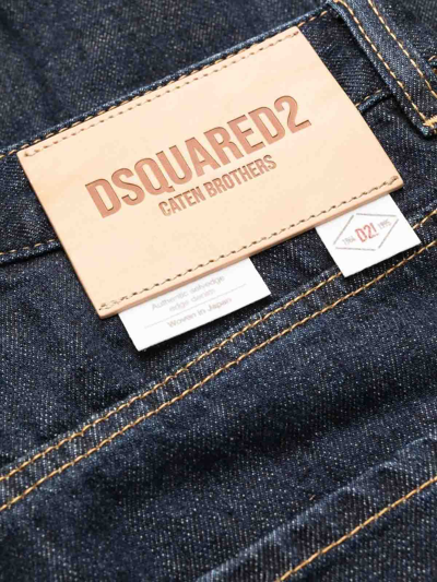 Shop Dsquared2 5 Pockets Cropped Denim Jeans In Dark Blue