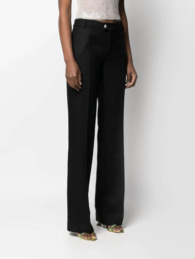 Shop Blumarine Crystal-button Straight-trousers In Black