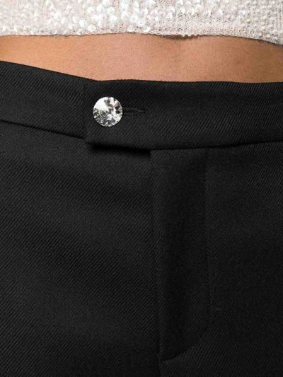 Shop Blumarine Crystal-button Straight-trousers In Black