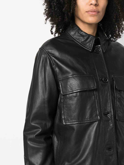 Shop Paul Smith Ps Button-up Leather Shirt Jacket In Black