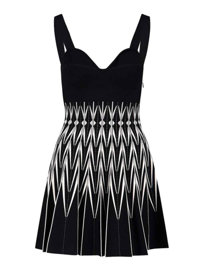 Shop Alexander Mcqueen Chevron Mini Dress In Black