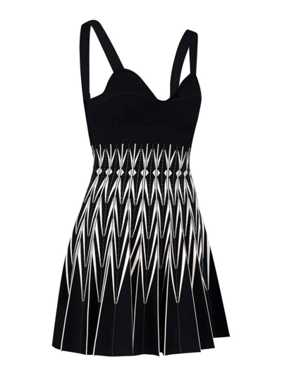 Shop Alexander Mcqueen Chevron Mini Dress In Black