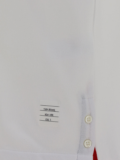 Thom Browne Tricolour Back Stripe Cotton Polo Shirt In White