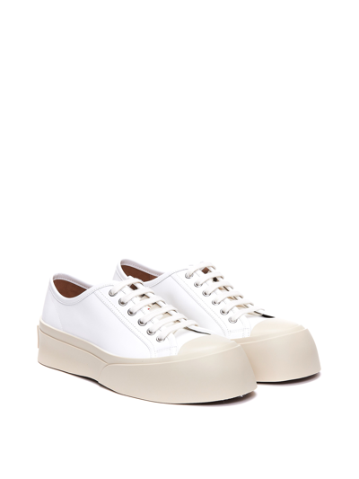 Shop Marni Leather Pablo Sneakers With Maxi Toe In Blanco