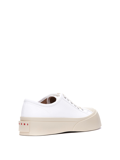 Shop Marni Leather Pablo Sneakers With Maxi Toe In Blanco