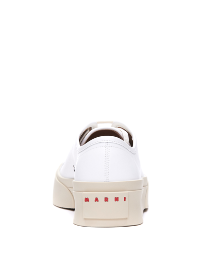 Shop Marni Leather Pablo Sneakers With Maxi Toe In Blanco