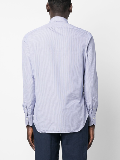 Shop Finamore 1925 Long-sleeve Cotton Shirt In Azul