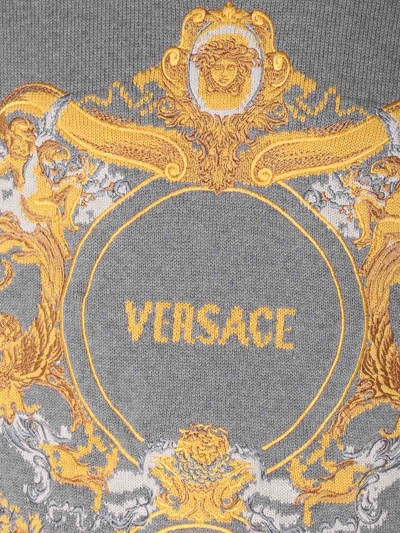 Shop Versace Grey Cotton Jumper In Gris