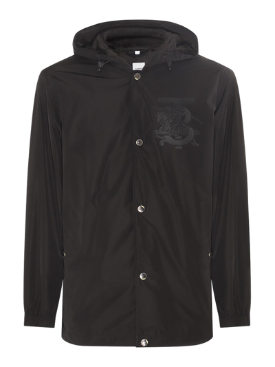 Shop Burberry Black Casual Jacket In Negro