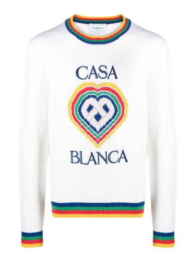 Shop Casablanca Sweater With Logo In White