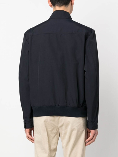 Fay High Collar Ribbed Hem Jacket In Blue