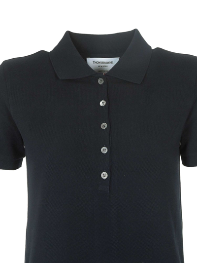 Thom Browne Cotton Pique Polo Shirt Dress In Blue