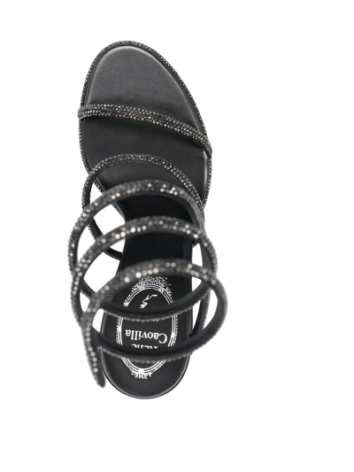 René Caovilla 105mm Rhinestone-embellished Sandals In Black