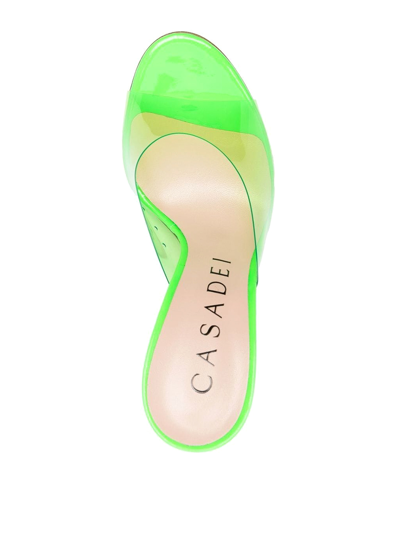 Shop Casadei Transparent Peep-toe Sandals In Green
