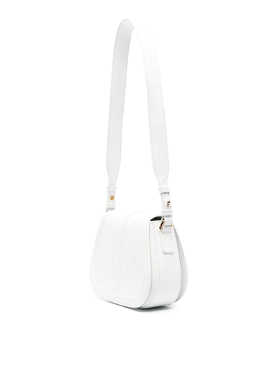 Shop Versace Leather Bag With Greek Motif Jewel In White