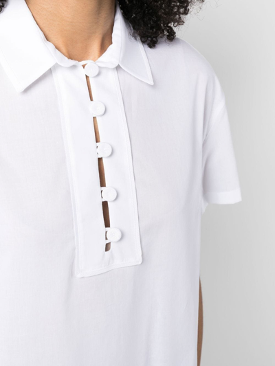 Shop Emporio Armani Polo Styled Cotton Blouse In White