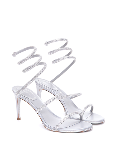 Shop René Caovilla Cleo Silver Sandals In Grey
