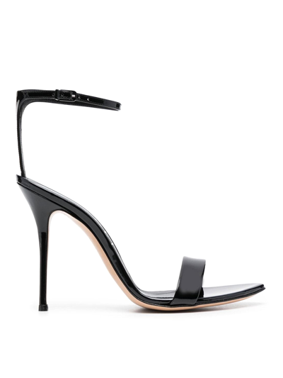 Shop Casadei Patent Leather Sandals With Buckle-fastening In Black