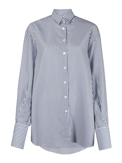 Shop Finamore 1925 Vertical Stripe Shirt In Blue