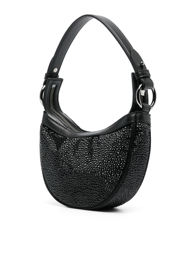 Versace Crystal Embellished Medusa Bag In Black
