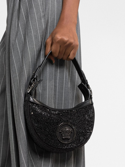 Versace Crystal Embellished Medusa Bag In Black