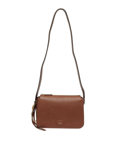 Shop Mulberry Leather Bag With Logo In Brown