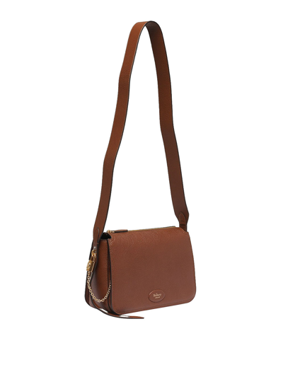 Shop Mulberry Leather Bag With Logo In Brown