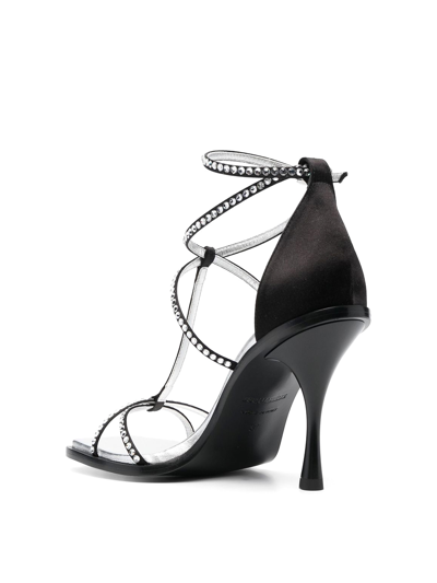 Shop Dsquared2 Crystal-embellished Square-toe Sandals In Negro