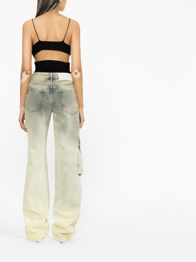 Shop Off-white Mid Rise Denim Cotton Jeans In Light Green