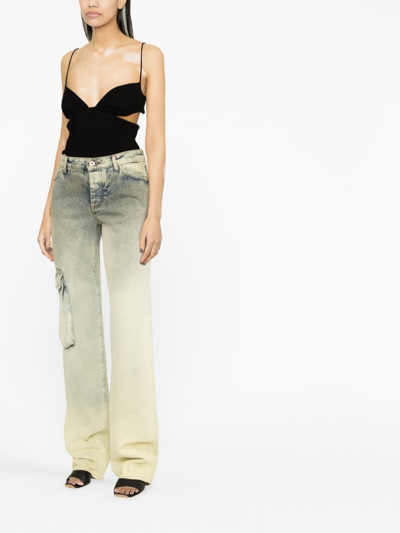 Shop Off-white Mid Rise Denim Cotton Jeans In Light Green