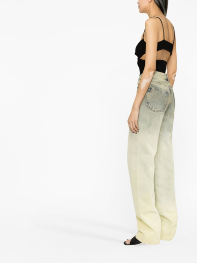 Shop Off-white Mid Rise Denim Cotton Jeans In Light Green