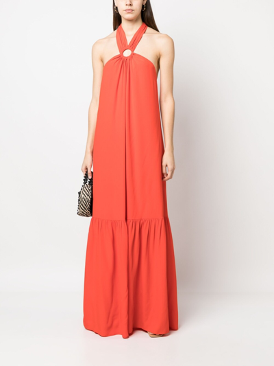Erika Cavallini Silk Blend Long Dress In Red