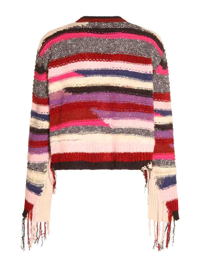 Amiri Cardigan In Multicolor Cotton And Nylon In Púrpura