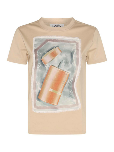 Shop Lanvin Sand Cotton T-shirt In Beige