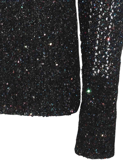 Maison Margiela Dark Blue Battered Sequin Knit Top In Blue