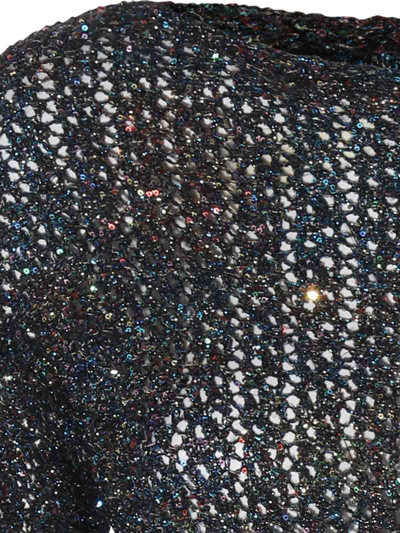 Maison Margiela Dark Blue Battered Sequin Knit Top In Blue