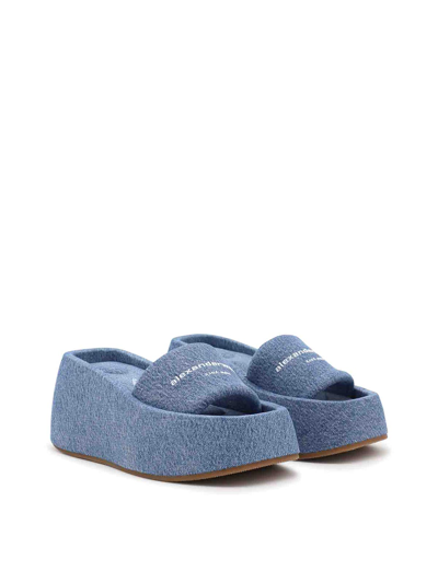 Shop Alexander Wang Vintage Light Indigo Taji Slippers In Medium Wash