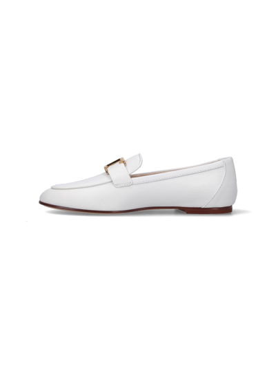 Tod's T Timeless Loafers In Leather In Blanco