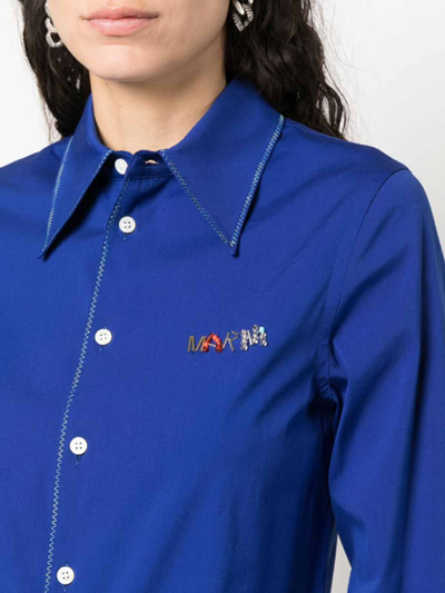 Shop Marni Logo Shirt In Blue