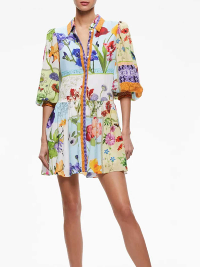Shop Alice And Olivia Bertha Dress In Multicolour