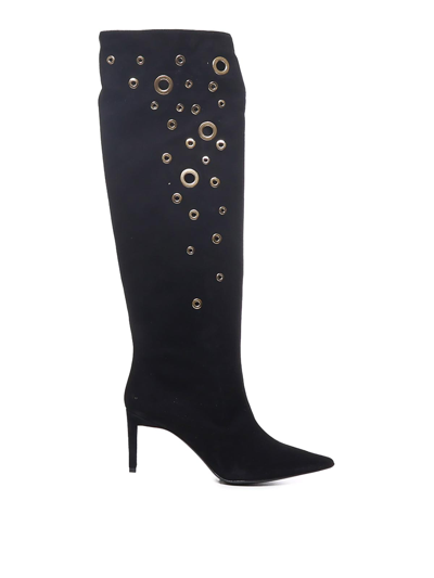 Shop Pinko Lether Hight Boots In Black