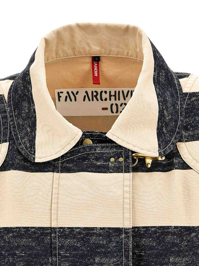 Shop Fay Casual Striped Jacket In Beige