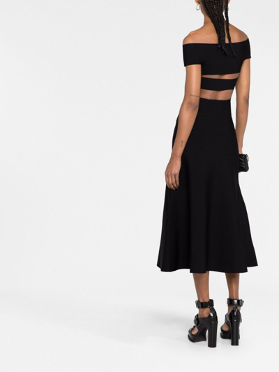 Shop Alexander Mcqueen Asymmetric Maxi Dress In Negro